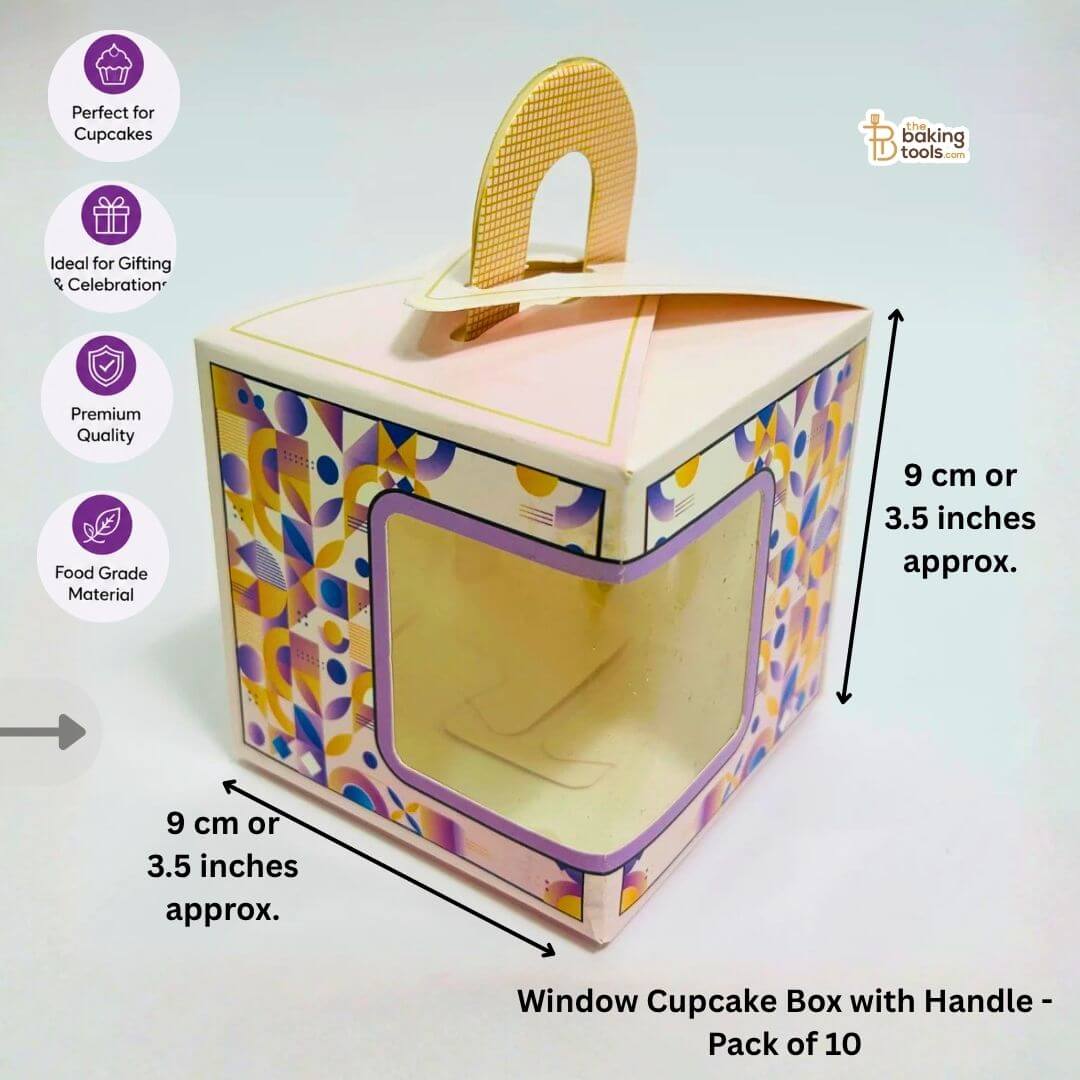 Designer Hamper Box | Window Cupcake Box with Handle -  Pack of 10