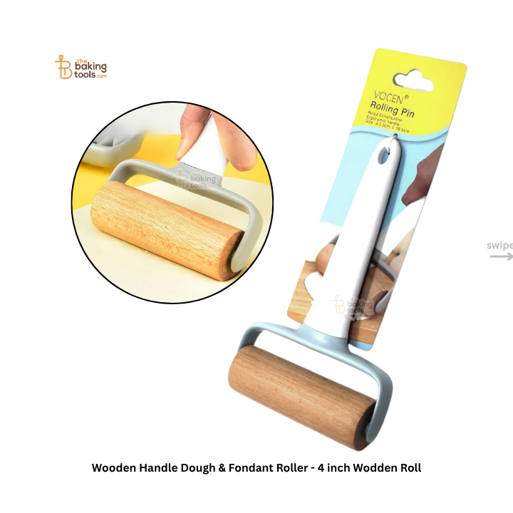 Wooden Handle Dough & Fondant Roller - 4 inch Wooden Roll