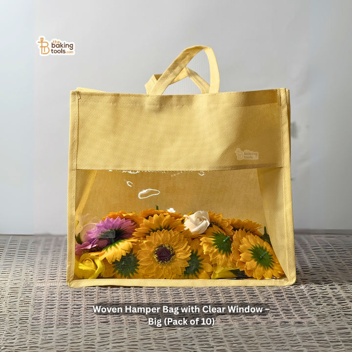 Woven Hamper Bag with Clear Window – Big (14 x 5 x 12 inches ) | Pack of 10