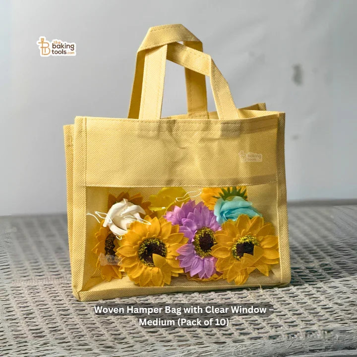 Woven Hamper Bag with Clear Window – Medium (12 x 4.5 x 9 inches ) | Pack of 10