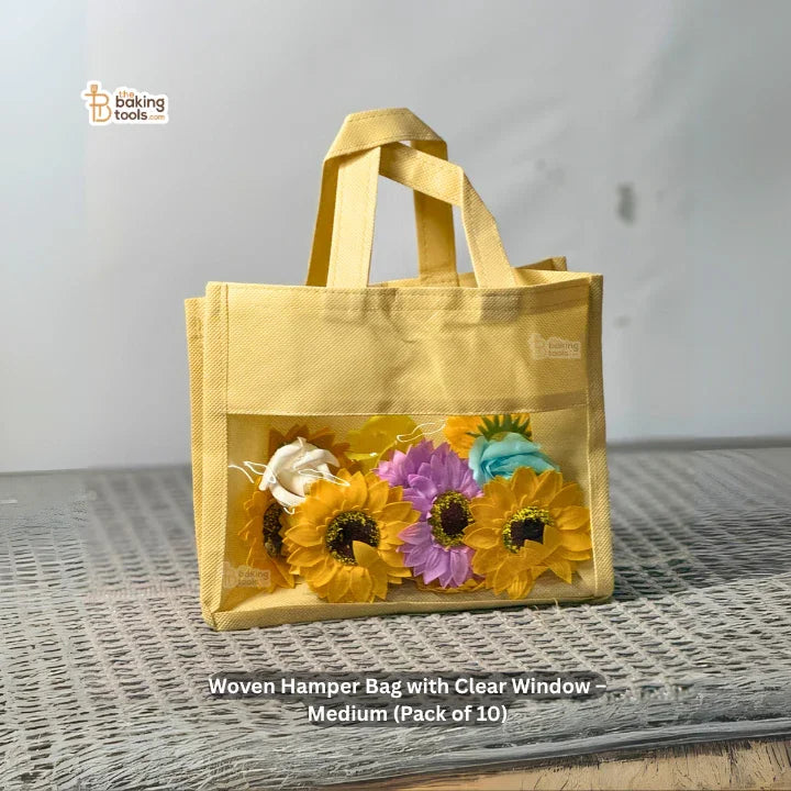 Woven Hamper Bag with Clear Window – Small (10 x 4.5 x 8 inches ) | Pack of 10