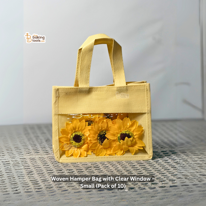 Woven Hamper Bag with Clear Window – Small (8 x 4 x 6 inches ) | Pack of 10