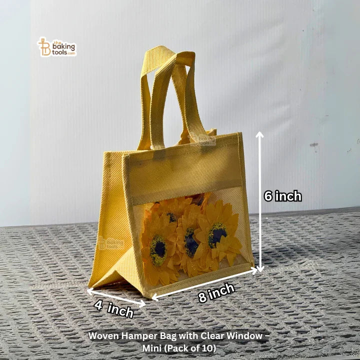 Woven Hamper Bag with Clear Window – Mini (8 x 4 x 6 inches ) | Pack of 10
