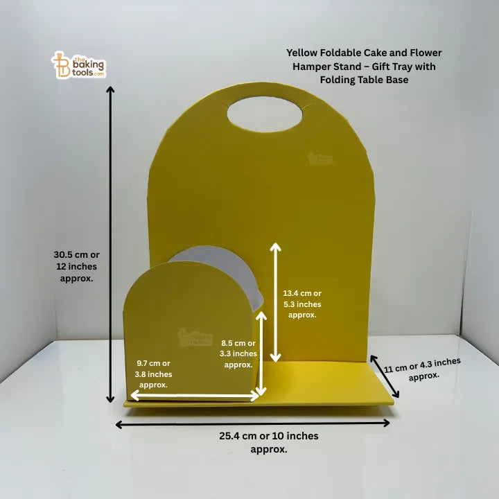 Yellow Foldable Cake and Flower Hamper Stand – Gift Tray with Folding Table Base