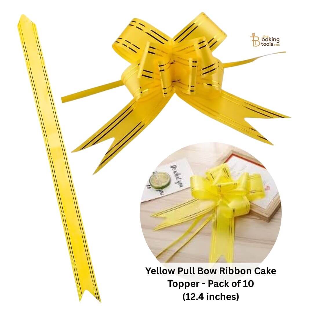 Yellow Pull Bow Ribbon Cake Topper - Pack of 10 (12.4 inches) - 18 No.