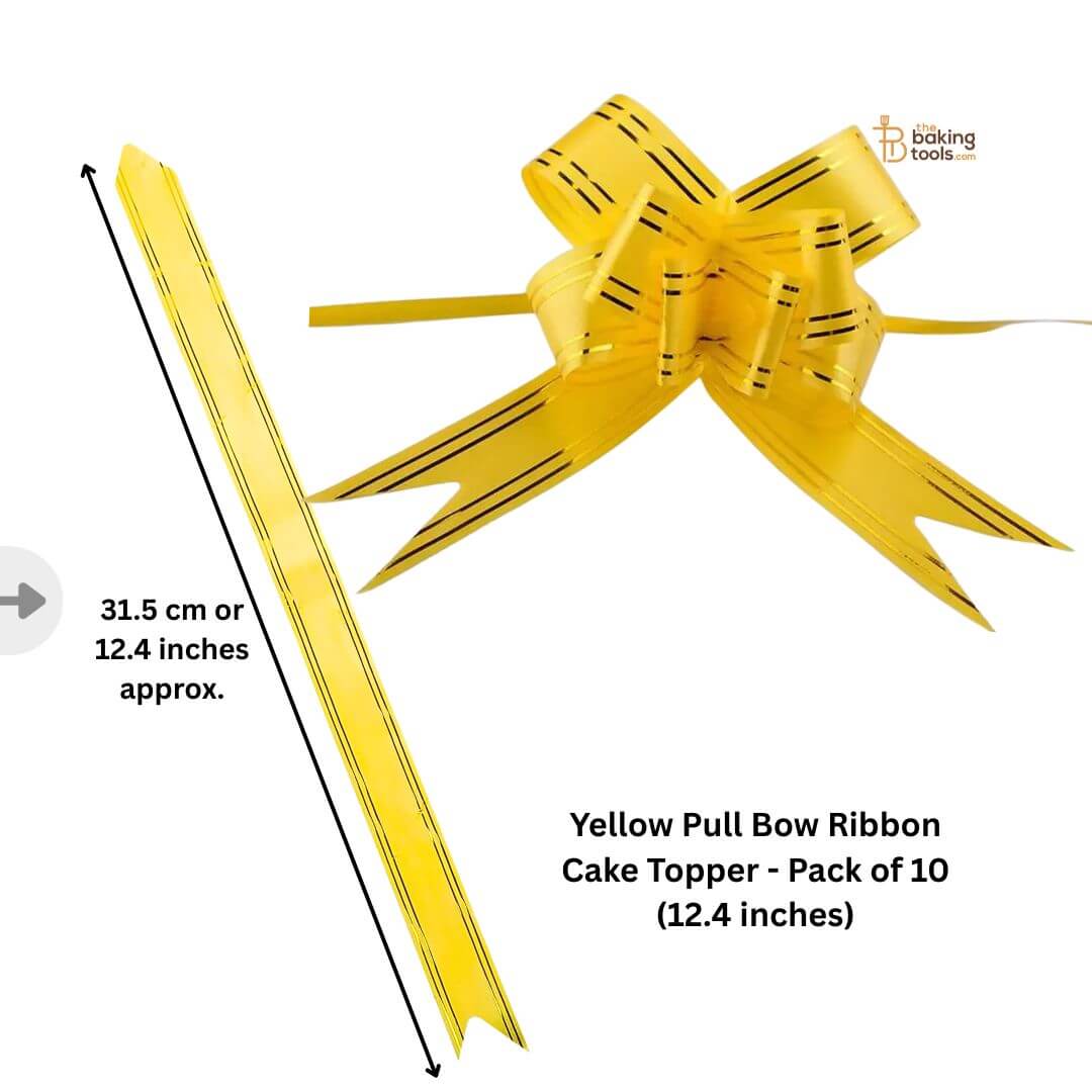 Yellow Pull Bow Ribbon Cake Topper - Pack of 10 (12.4 inches) - 18 No.