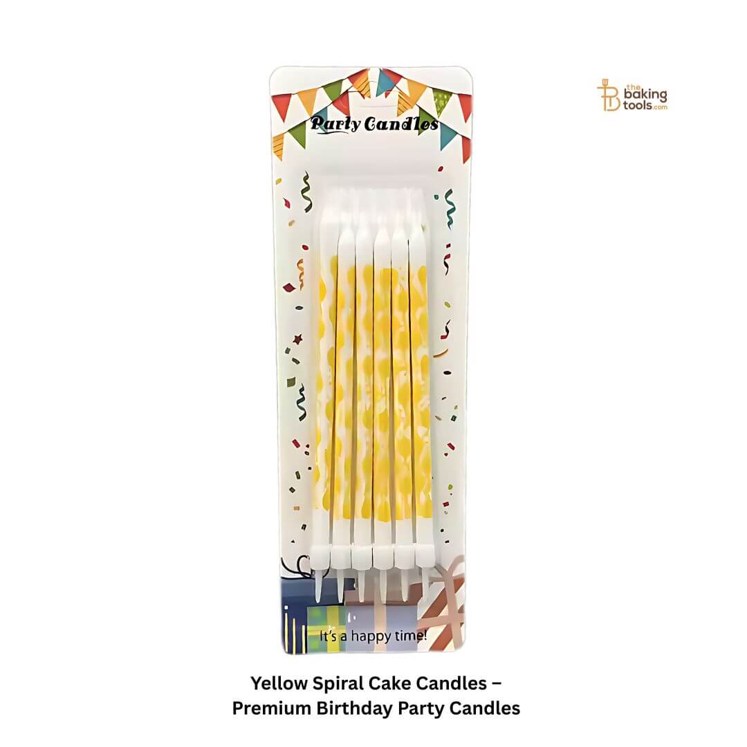 White Cake Candles with yellow Balloons Pattern