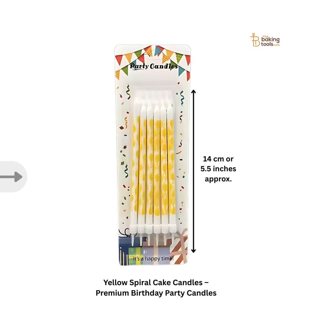 White Cake Candles with yellow Balloons Pattern
