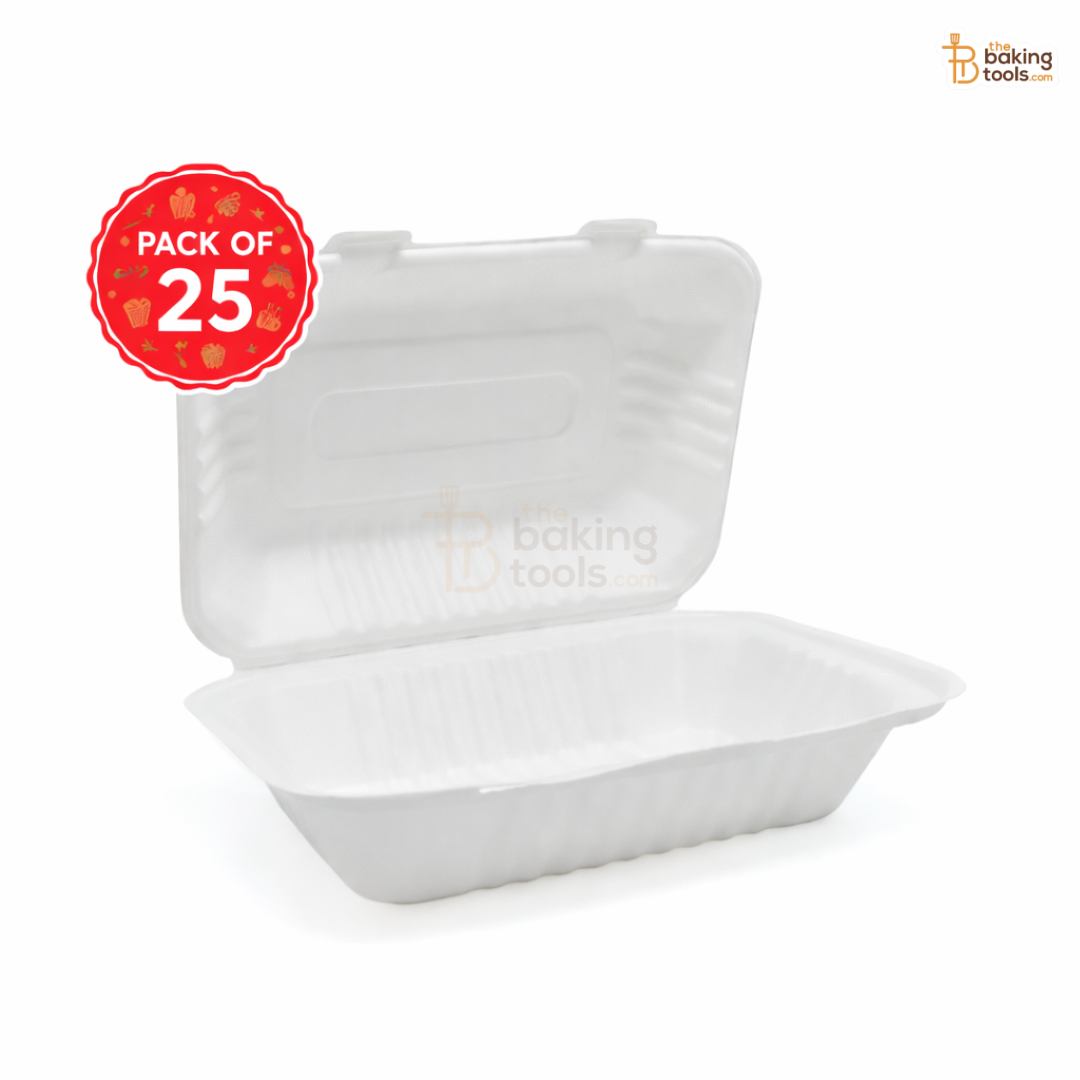 Two white baking containers with a 'Pack of 25' badge and 'Baking Tools' branding on a white background.