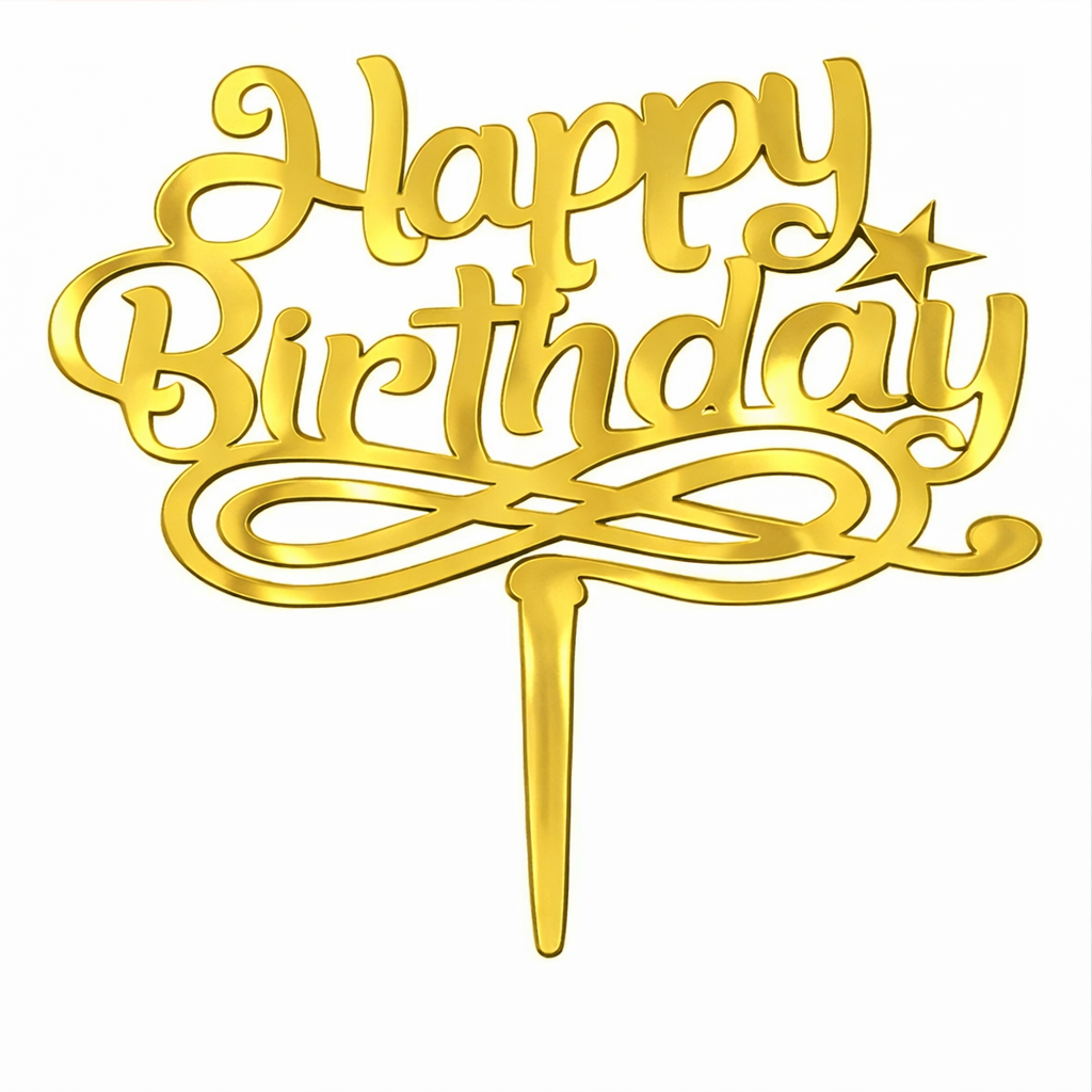 Happy Birthday With Infinity Symbol Acrylic Cake Topper Tag HB-005