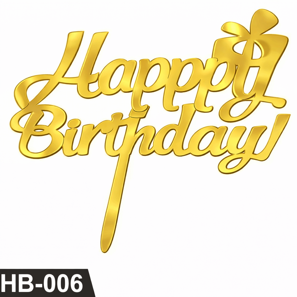 Happy Birthday Acrylic Cake Topper Tag HB-006