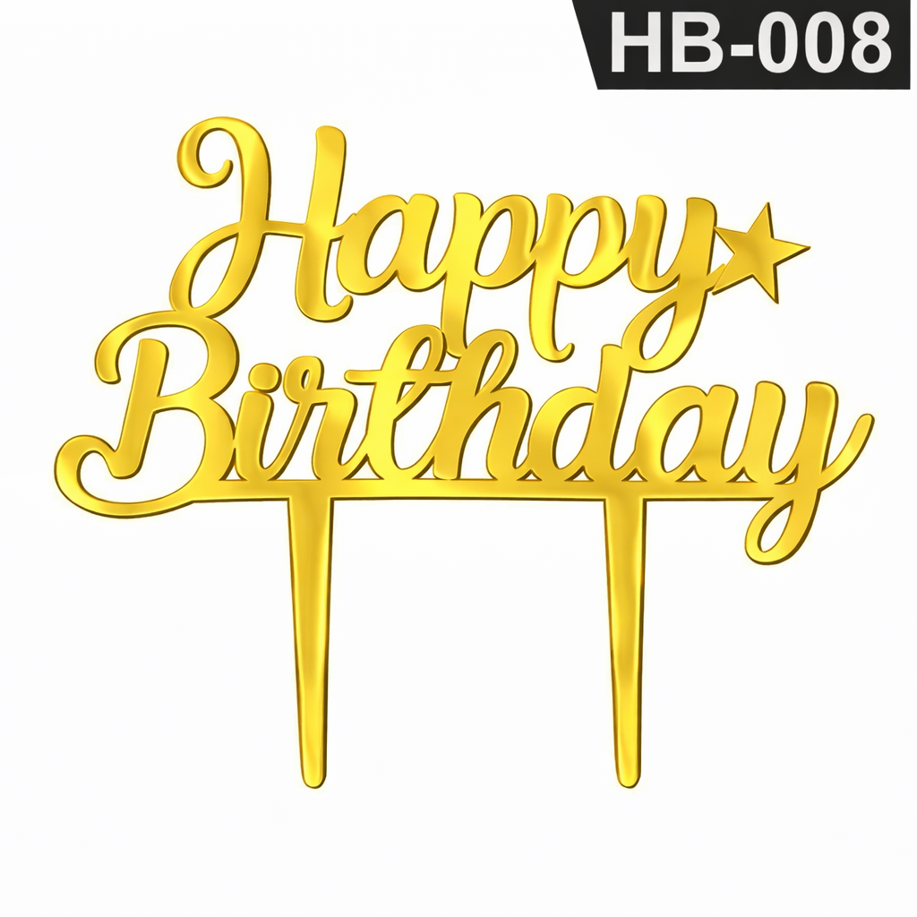 Happy Birthday Acrylic Cake Topper Tag HB-008 | The Baking Tools