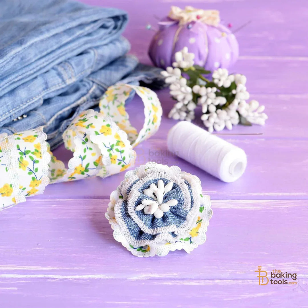 Blue - 150 Pcs Double Headed Pearlized Artificial Flower Stamens Pollens – 5.5cm for Sugar Flowers, Cake Decoration & Craft Making