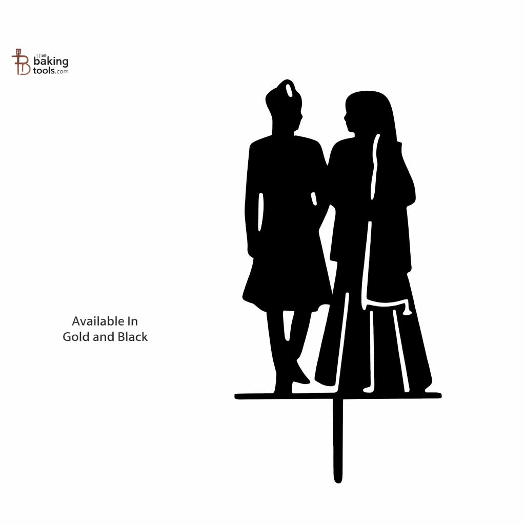 Wedding Couple Cake topper Acrylic (Gold & Black) - 001