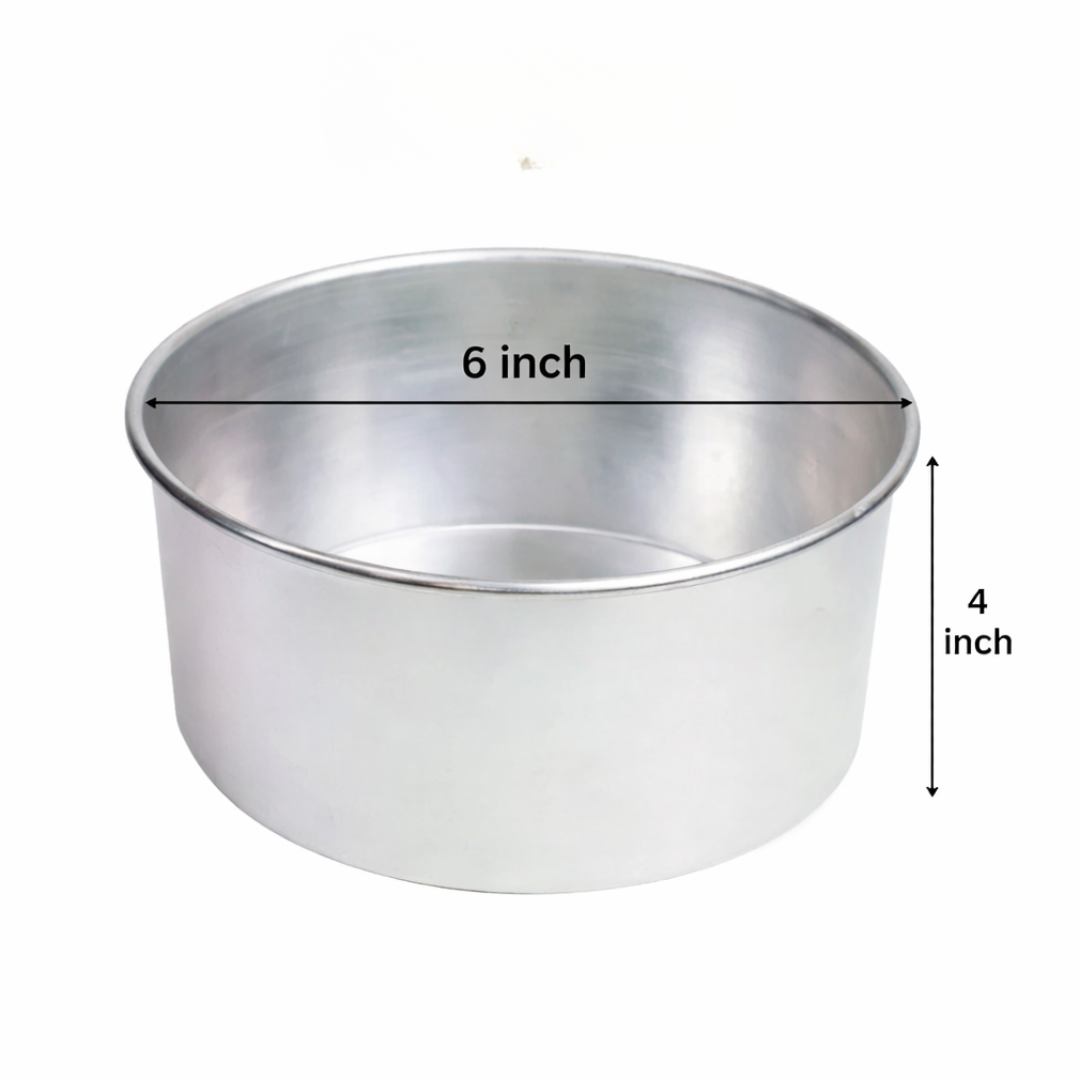 6x4 Inch Round Aluminium Cake Mould – Baking Tin Pan (No Damage Claim)