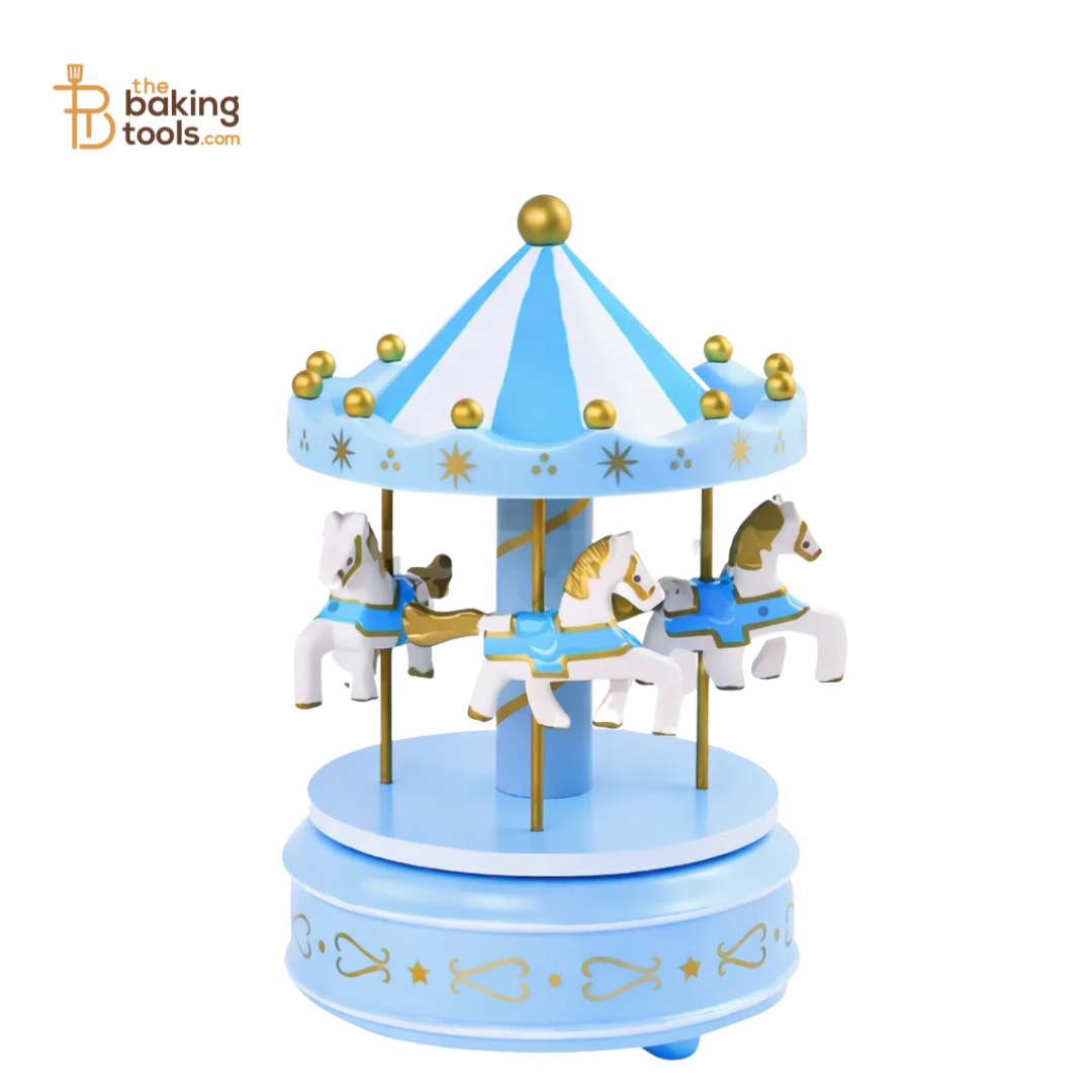 Blue Carousel Music Box Cake Topper