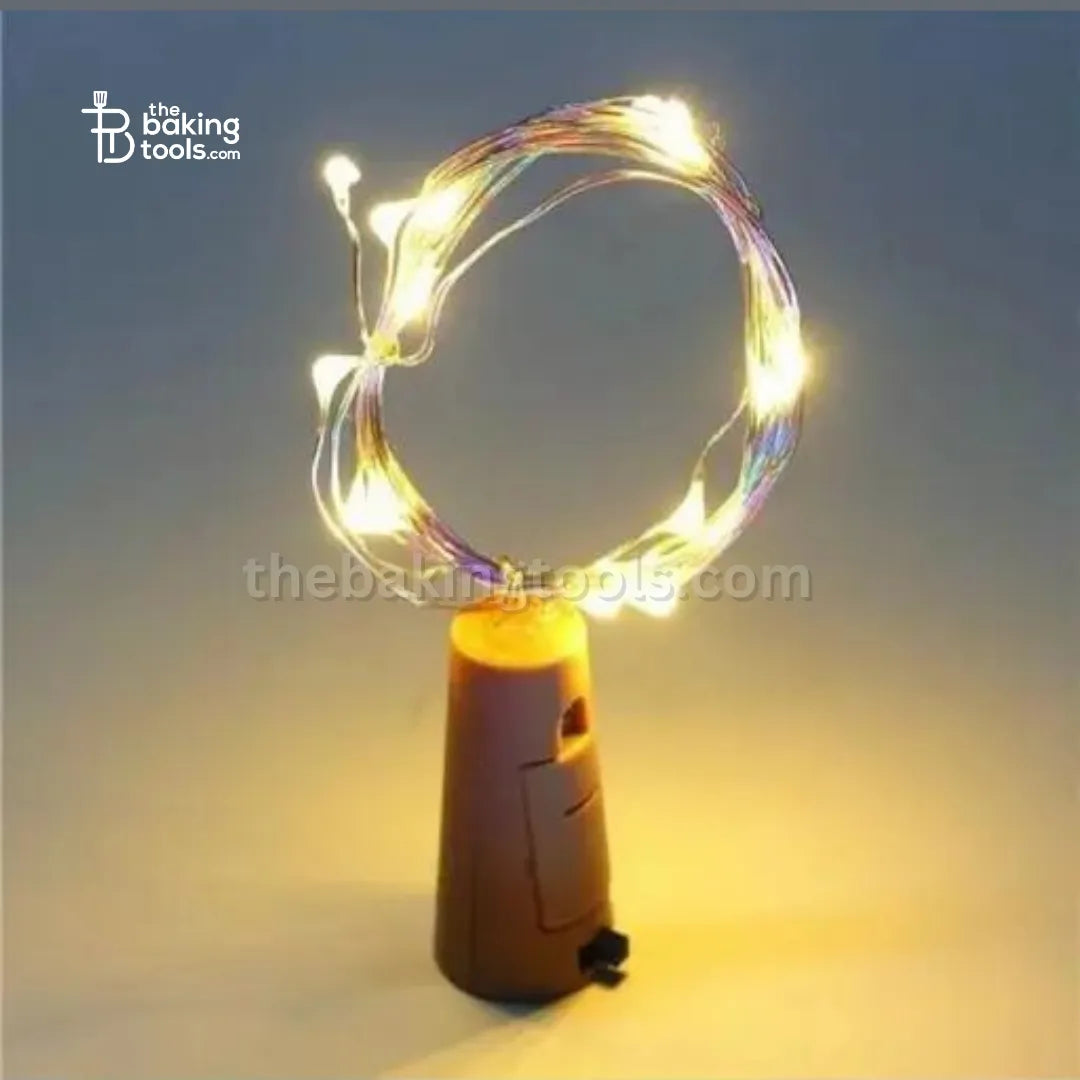 Copper String Bottle Cork Lights Cake Topper - Warm Light - thebakingtools.com