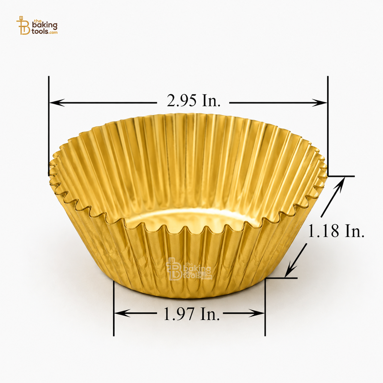 Golden Paper Cupcake Liners Muffin Cups – 80 Pieces Set with dimensions