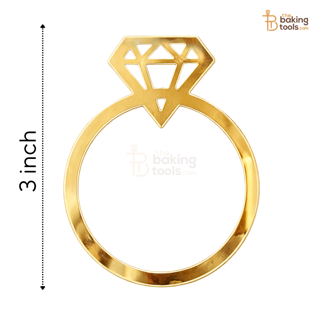 Engagement Ring Acrylic Cake Topper – Mirror Gold (3 Inch, Pack of 5)