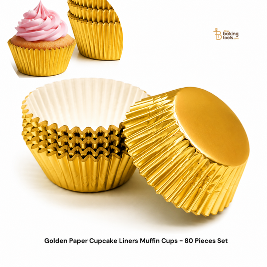 Golden Paper Cupcake Liners Muffin Cups – 80 Pieces Set