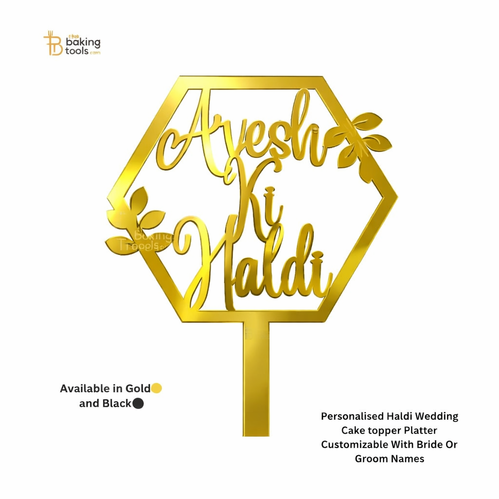 Haldi Wedding customized Cake Topper With Bride or Groom Names for Platter - (NO COD)