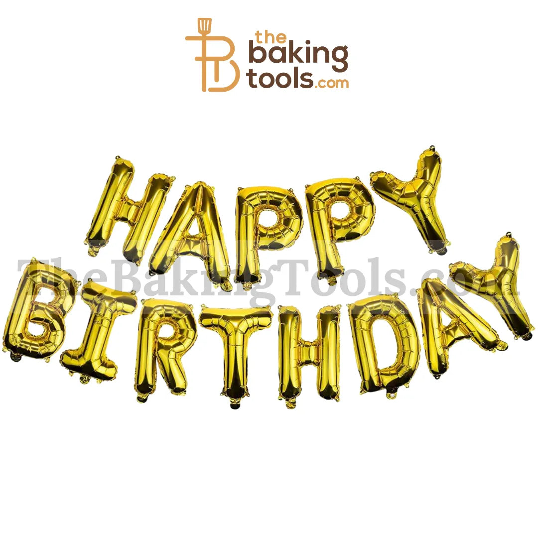 Happy Birthday Golden Foil Balloon - 16 inches - thebakingtools.com