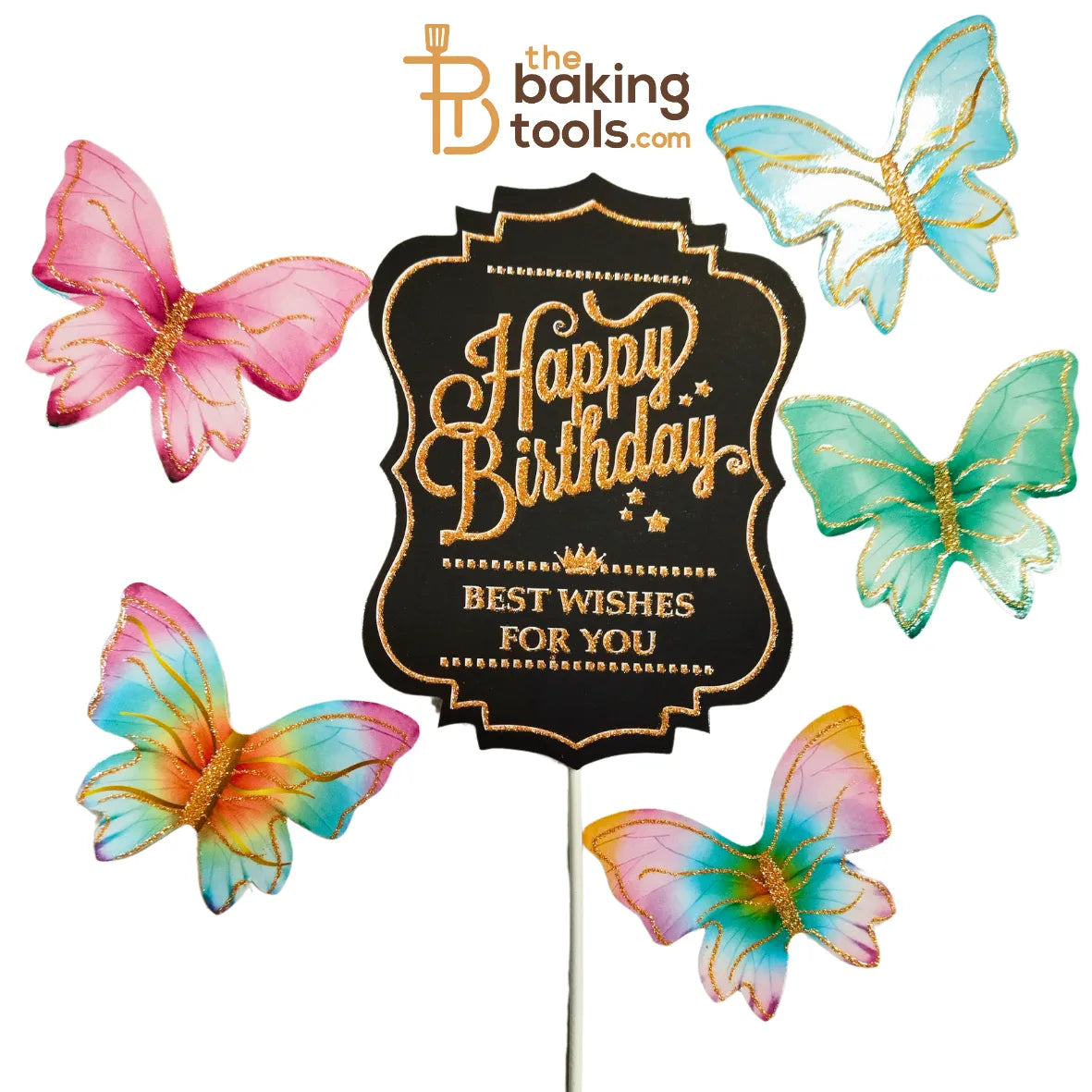 Happy Birthday Paper Cake Topper - 003 - thebakingtools.com