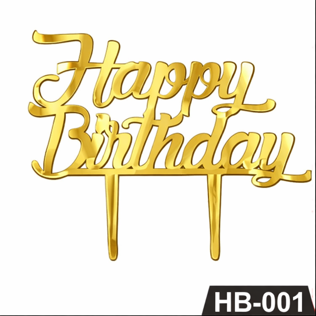 Happy Birthday Acrylic Cake Topper Tag HB-001