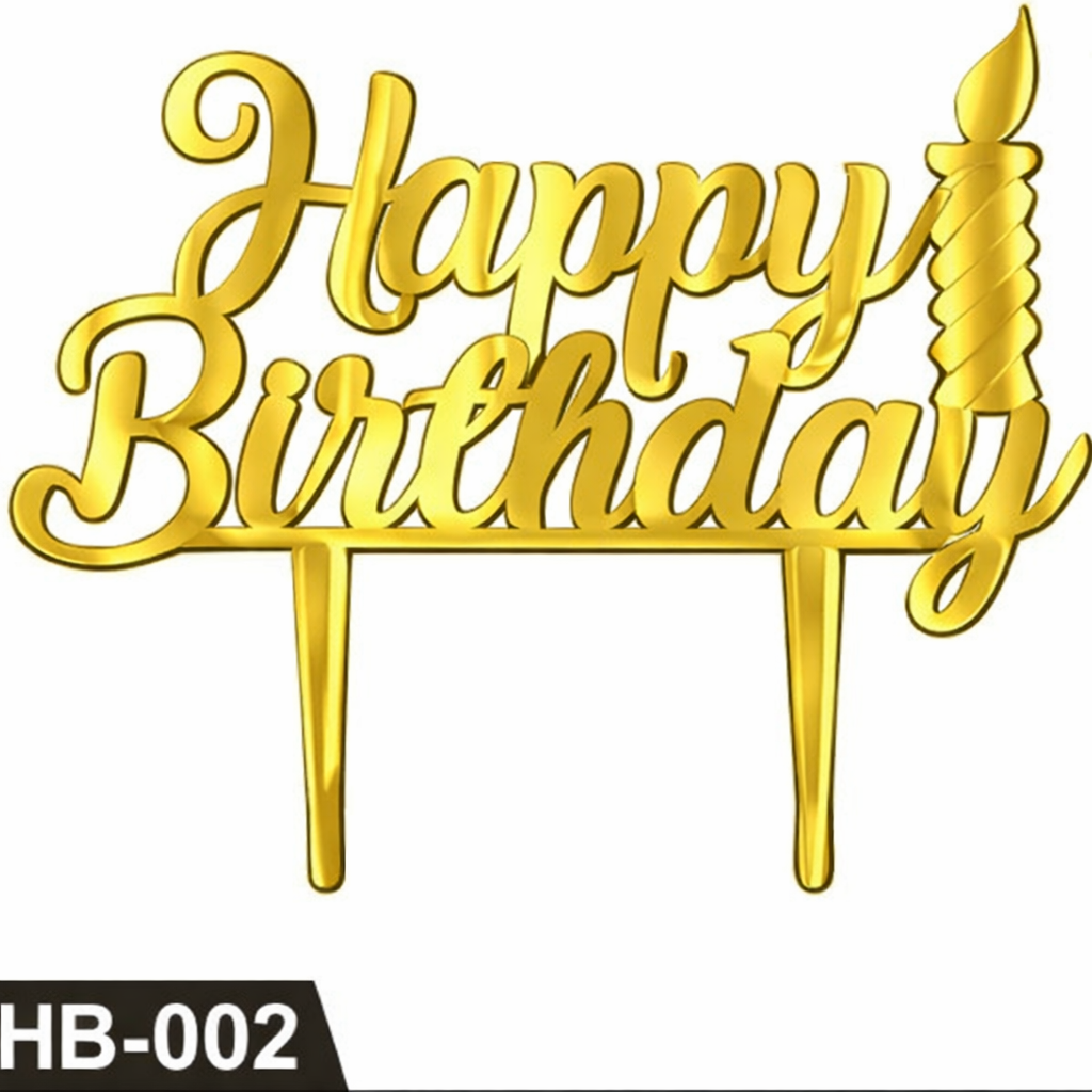 Happy Birthday With Candle Shape Acrylic Cake Topper Tag HB-002