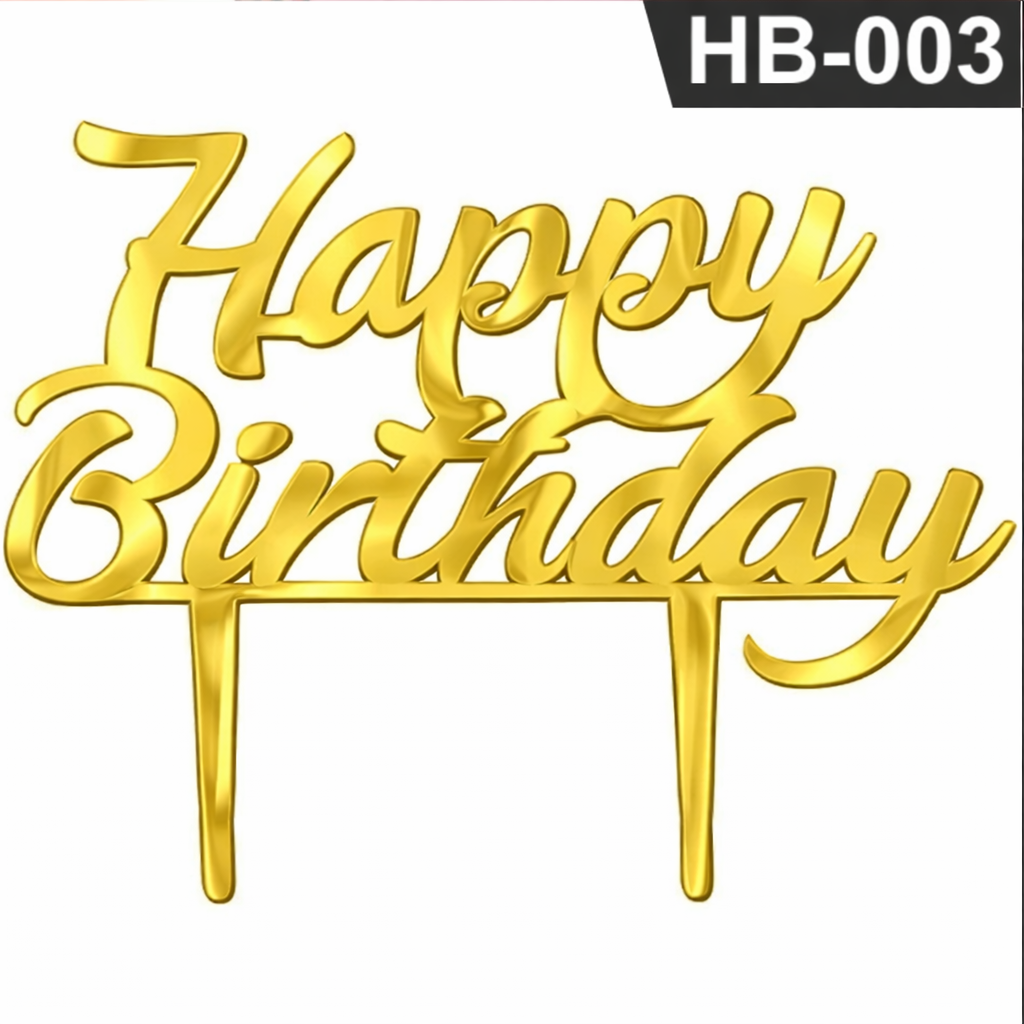 Happy Birthday Acrylic Cake Topper Tag HB-003