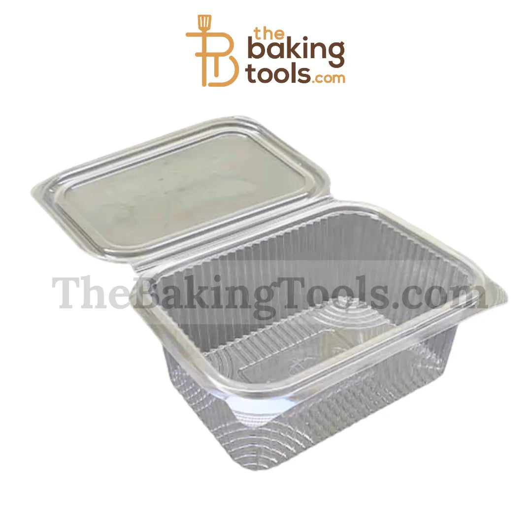 Hinged Plastic Container Flat Lid 1000 ml _ Pack of 50 - thebakingtools.com