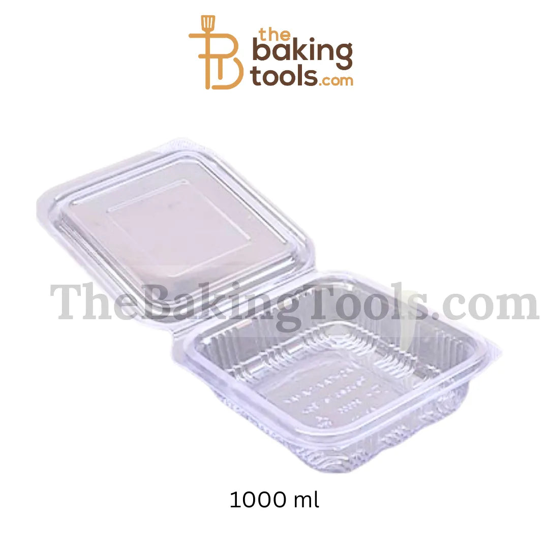 Hinged Plastic Container Flat Lid 250 ml _ Pack of 50 - thebakingtools.com