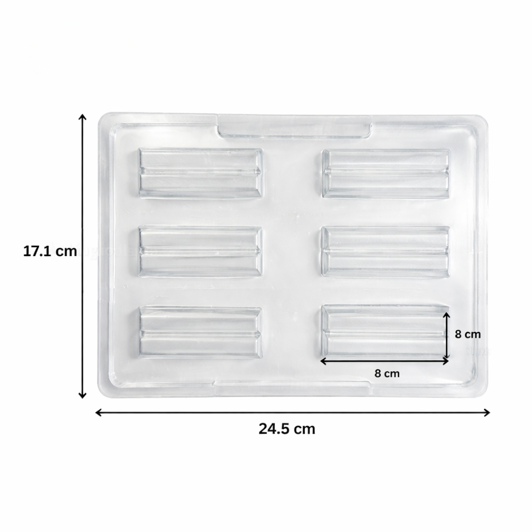 6 Cavity Kitkat Plastic Chocolate Mould - 004 | PVC Chocolate Mould