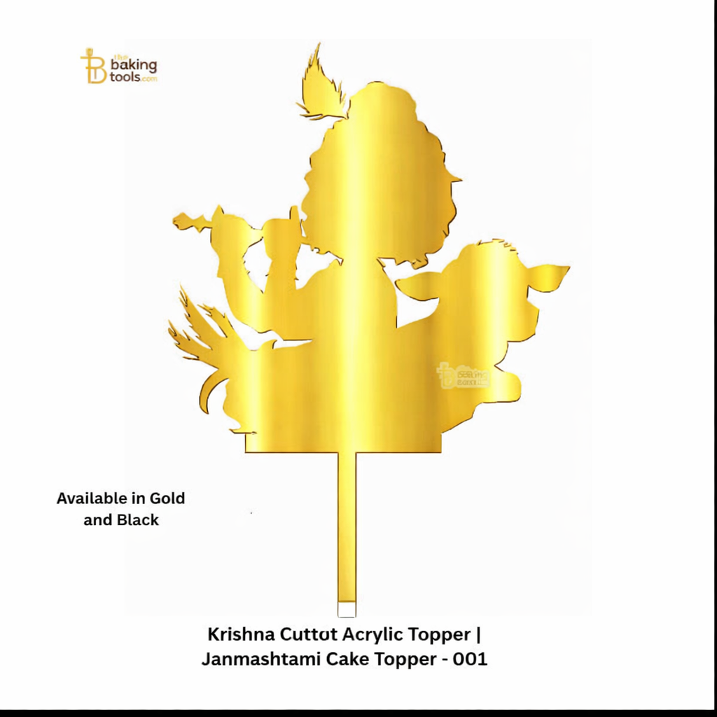 Krishna Cuttot Acrylic Topper | Janmashtami Cake Topper | Available in Gold and Black - 001