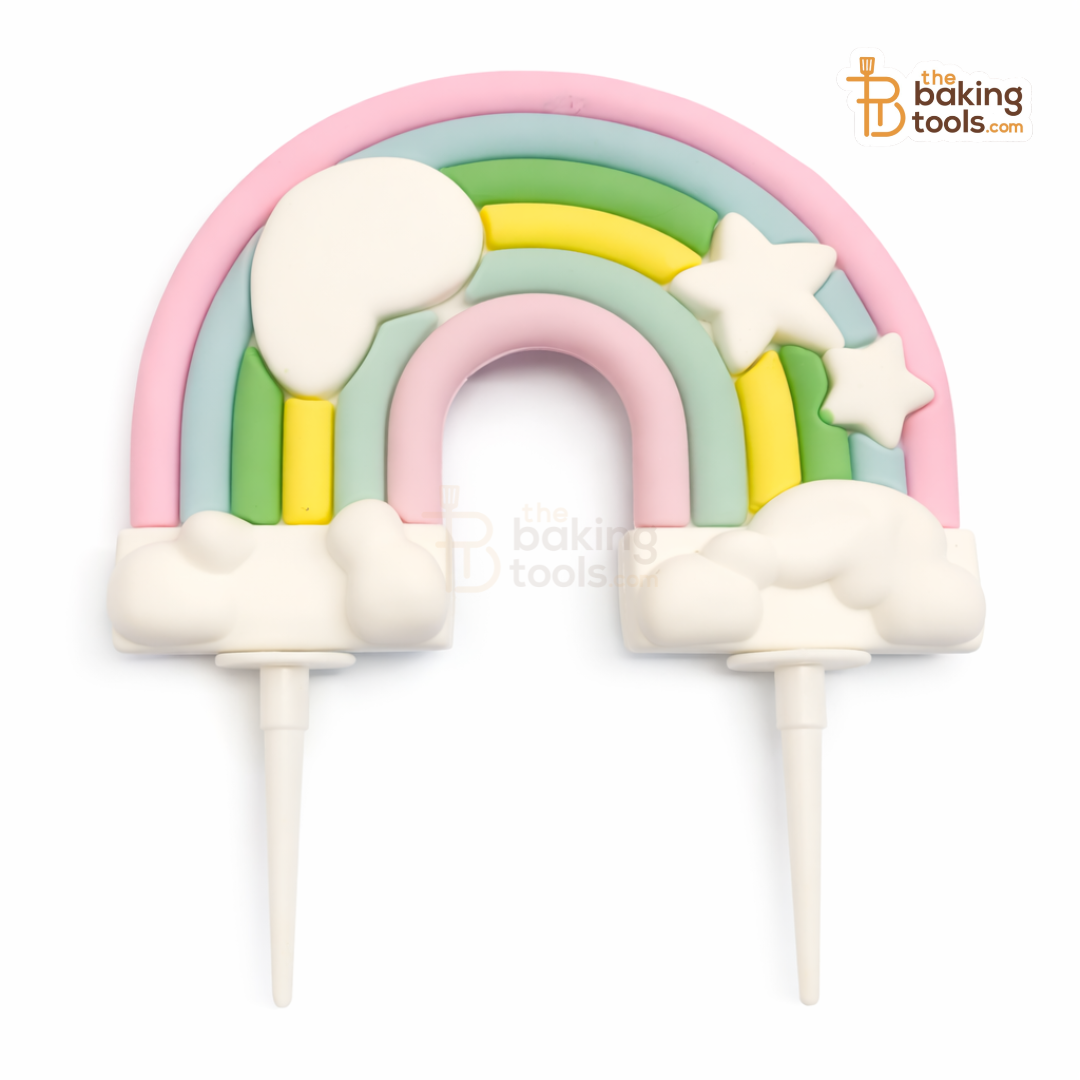PVC Pastel Rainbow Cake Topper With Sticks, 05