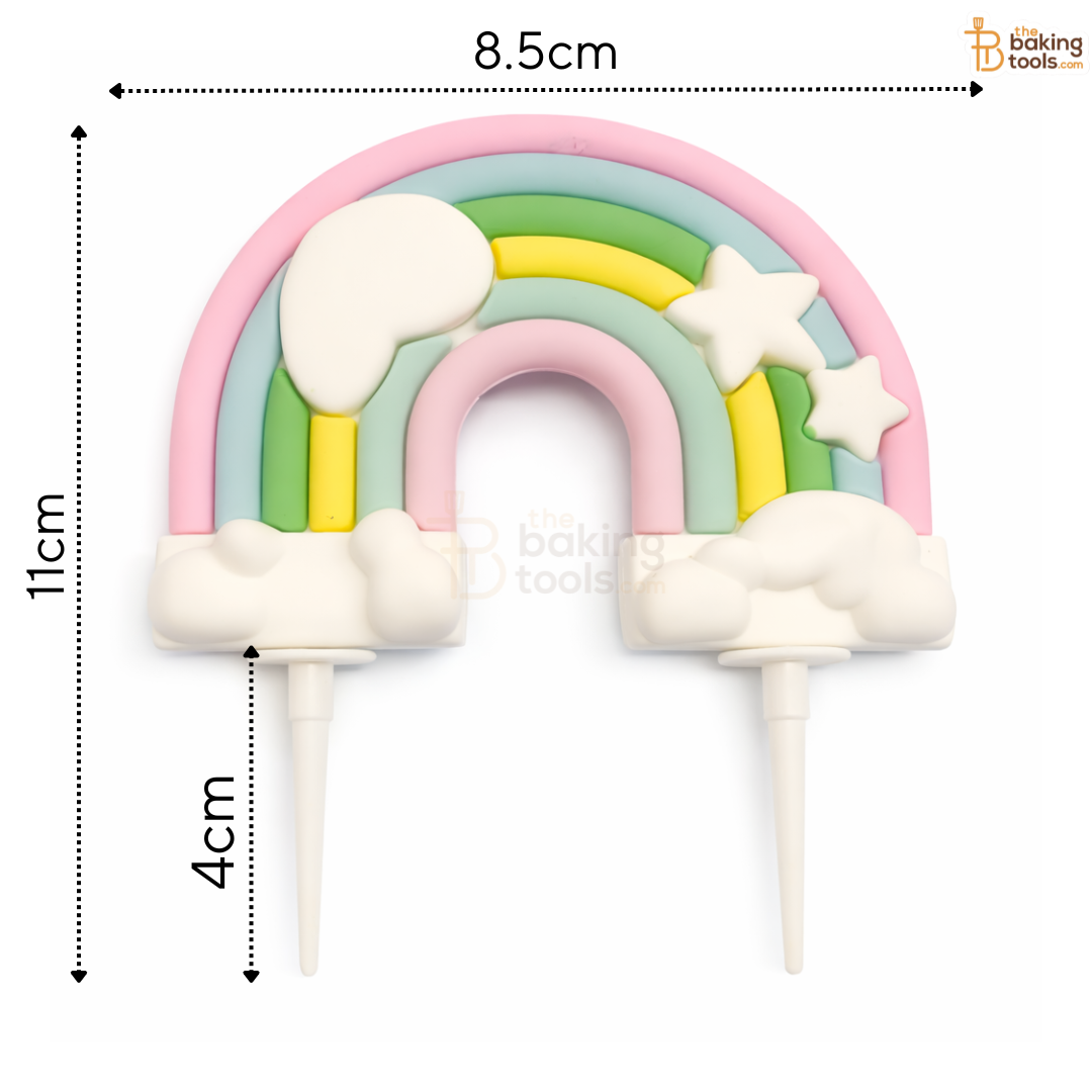 PVC Pastel Rainbow Cake Topper With Sticks, 05