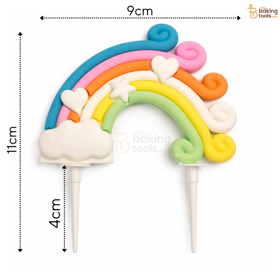 PVC Pastel Rainbow Cake Topper With Sticks, 06
