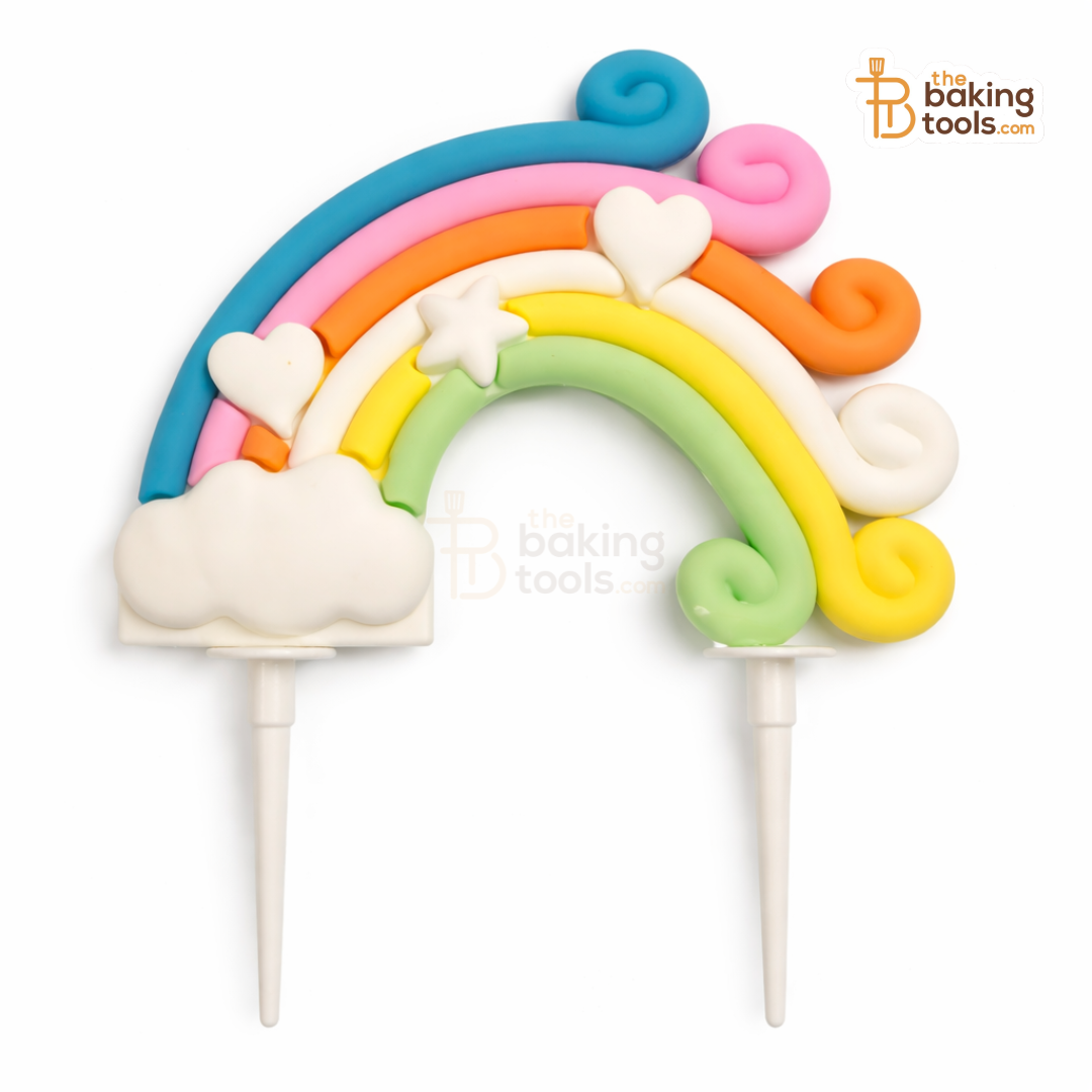 PVC Pastel Rainbow Cake Topper With Sticks, 06