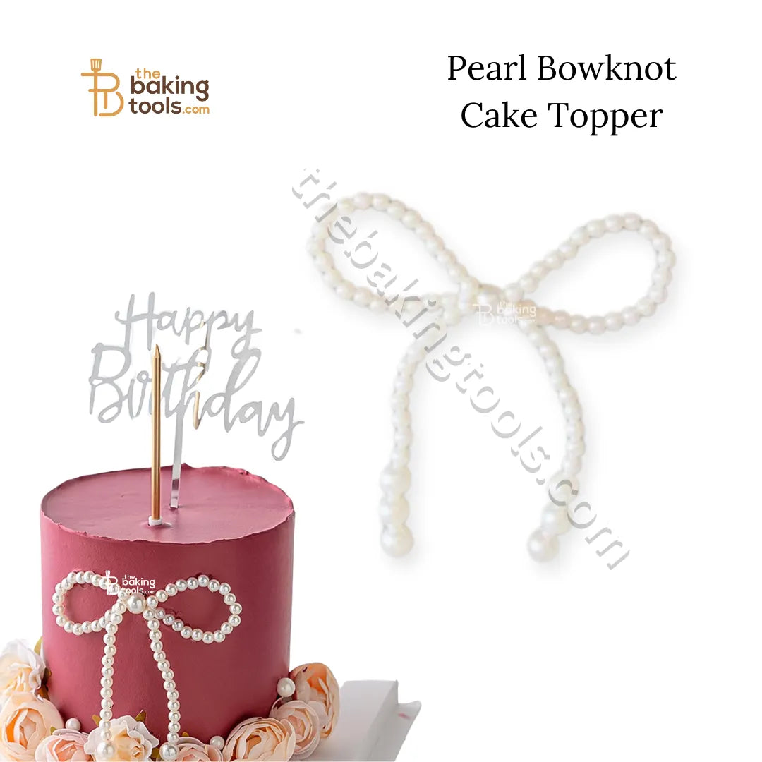 Pearl Bowknot Cake Topper | Cake Topper | Bow | Pearl | Cake Decor - thebakingtools.com