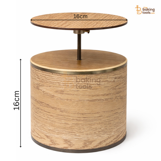 peekaboo moving cake stand size 16cm diameter and 16cm height wooden finish