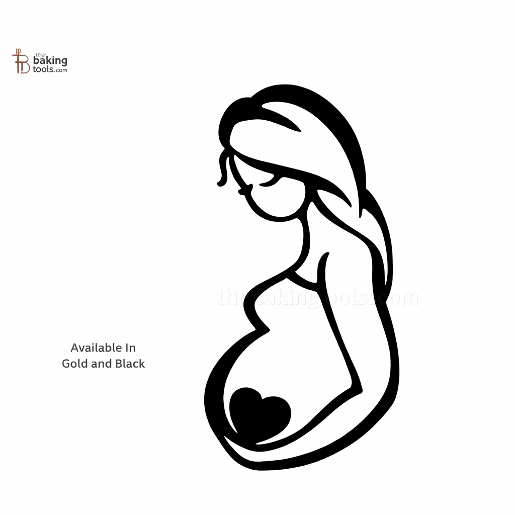 Pregnant Woman Baby Shower Acrylic Cutout Cake Topper - 003