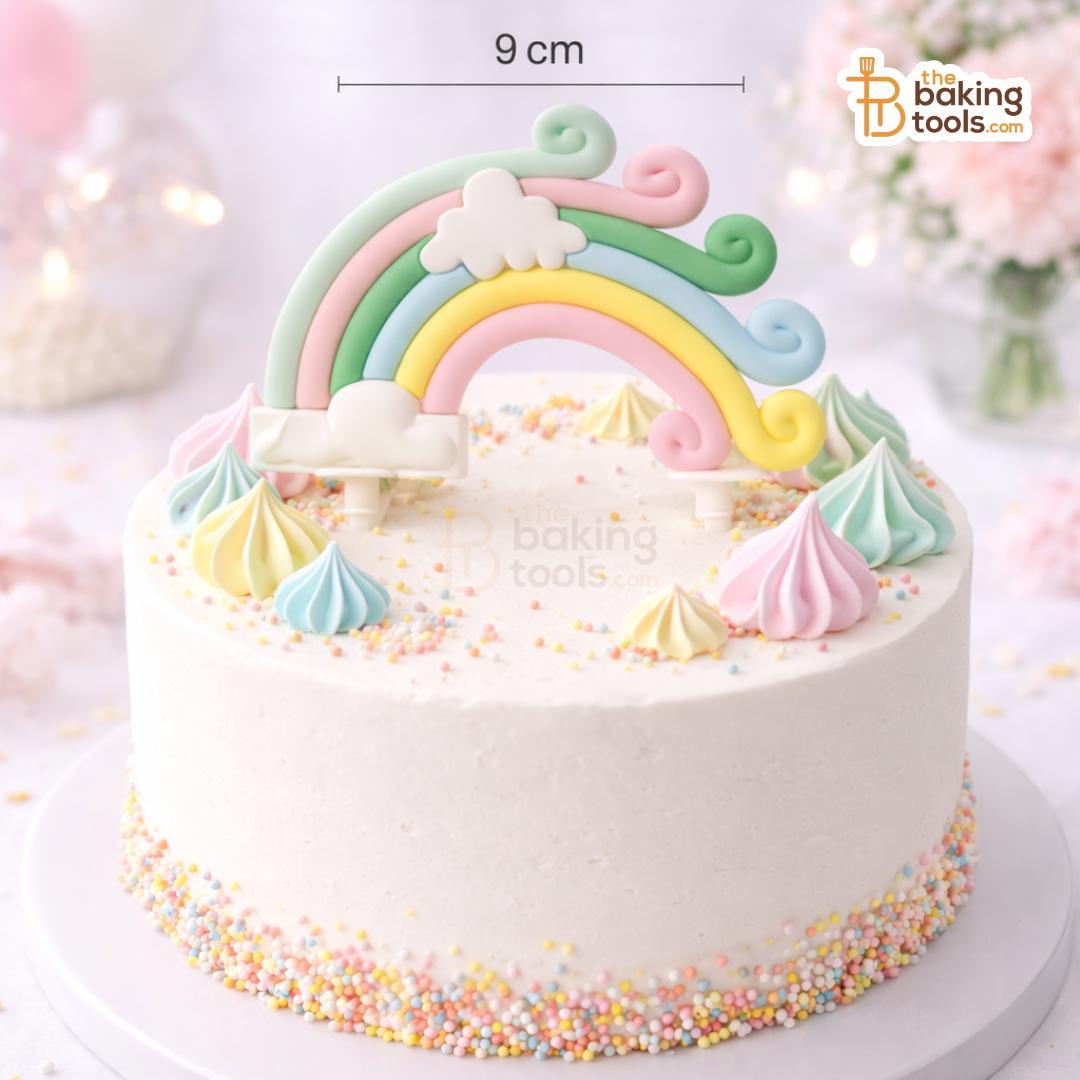 PVC Pastel Rainbow Cake Topper with Clouds, 03