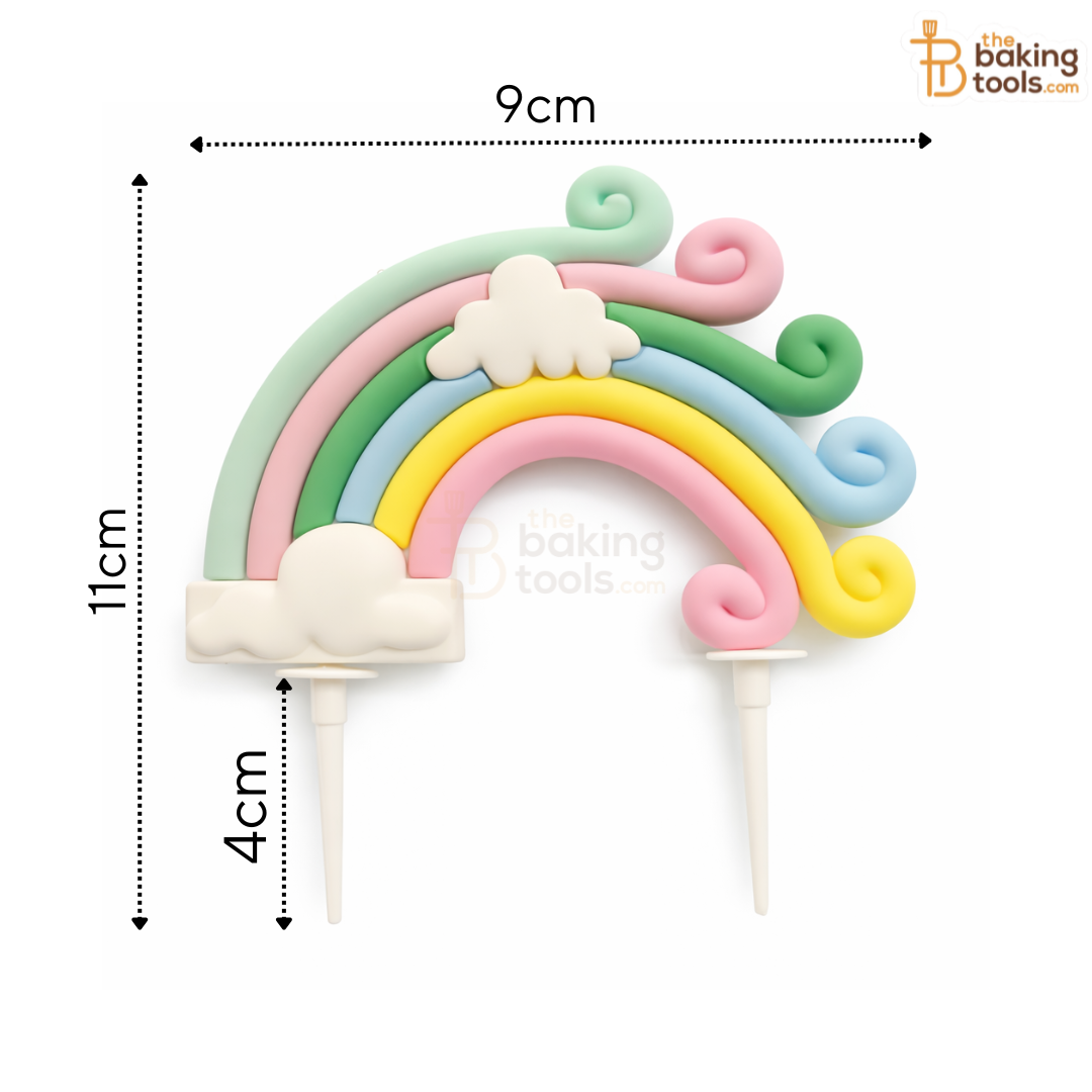 PVC Pastel Rainbow Cake Topper with Clouds, 03