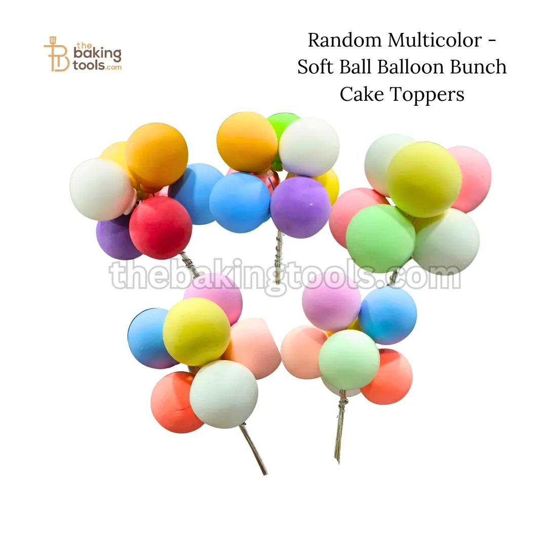 Random Multicolor - Soft Ball Balloon Bunch Cake Toppers (1 Bunch) - thebakingtools.com