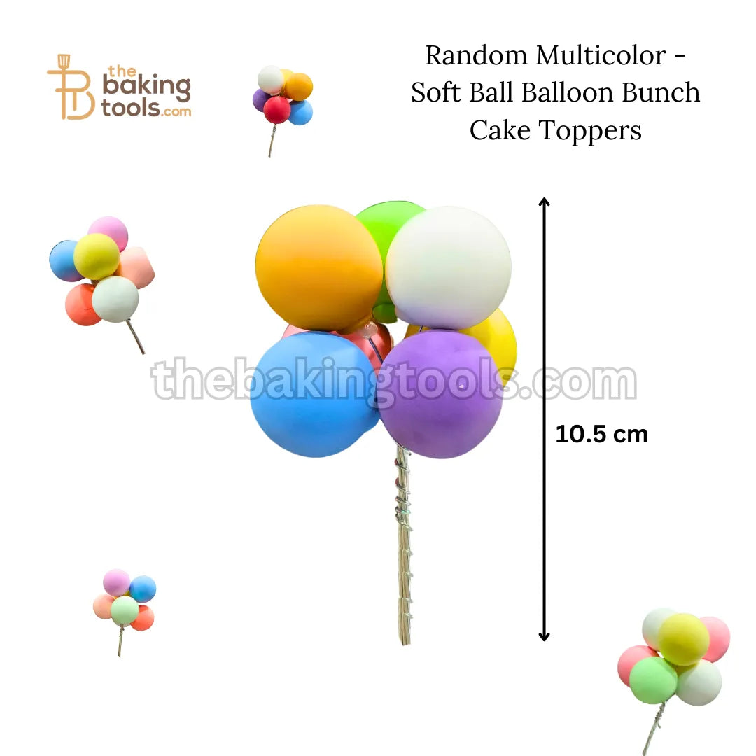 Random Multicolor - Soft Ball Balloon Bunch Cake Toppers (1 Bunch) - thebakingtools.com