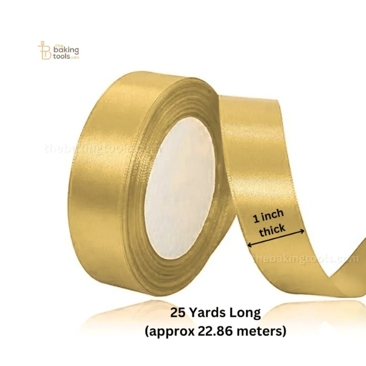 Golden Plain Satin Ribbon Lace - 1 Inch Thick
