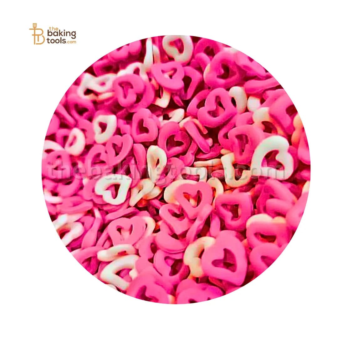 Decorative Hollow Heart Shaped Confetti For Cakes in Mix: Pink and White - 8 mm - thebakingtools.com