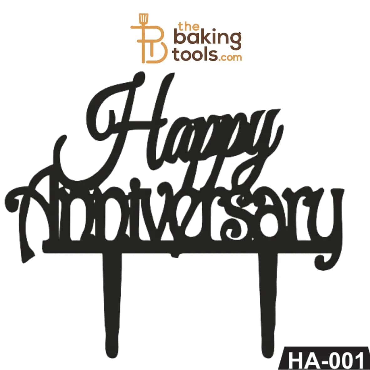 Happy Anniversary Acrylic Cake Topper Tag HA-001 - thebakingtools.com