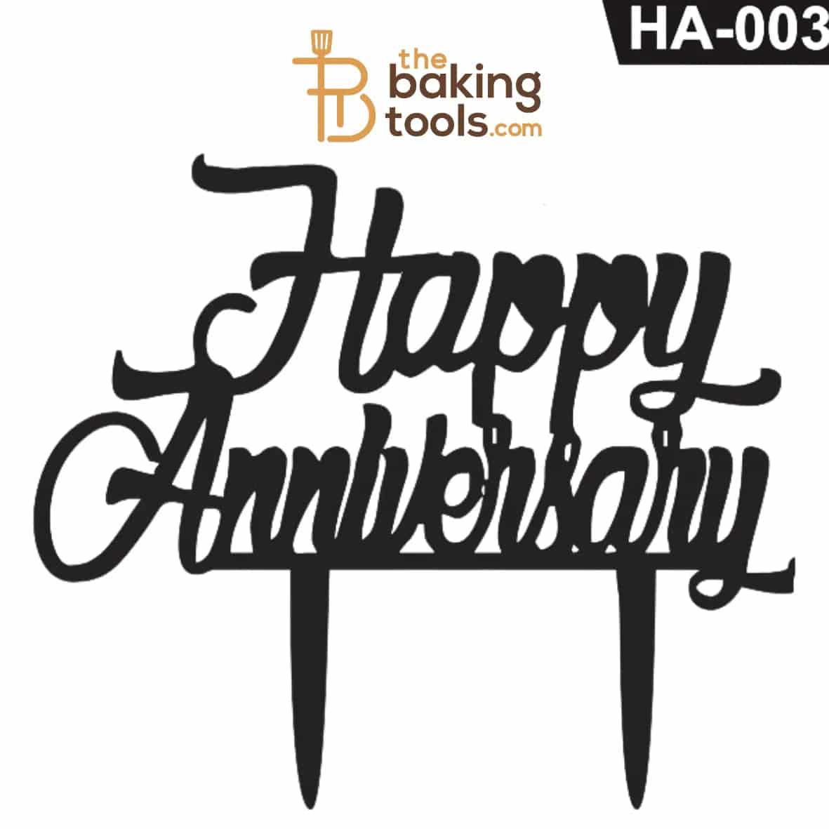 Happy Anniversary Acrylic Cake Topper Tag HA-003 - thebakingtools.com