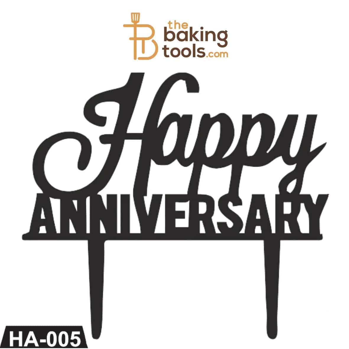 Happy Anniversary Acrylic Cake Topper Tag HA-005 - thebakingtools.com